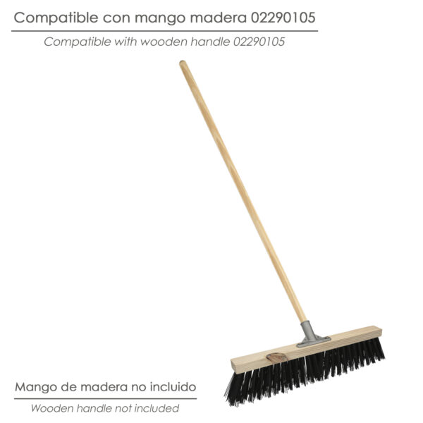 Cepillo Barrendero Industrial Fibra Gruesa Polipropileno. Soporte Madera 50 cm. Garra Aluminio. (Sin Mango)