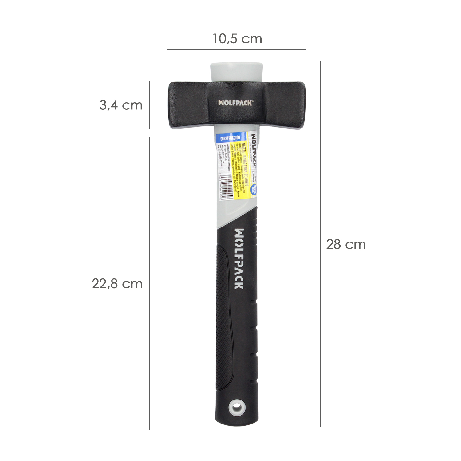 Maceta Mango Fibra Vidrio Mango Fibra Vidrio Con Empuñadura Antideslizante. 800 Gramos 28 cm.