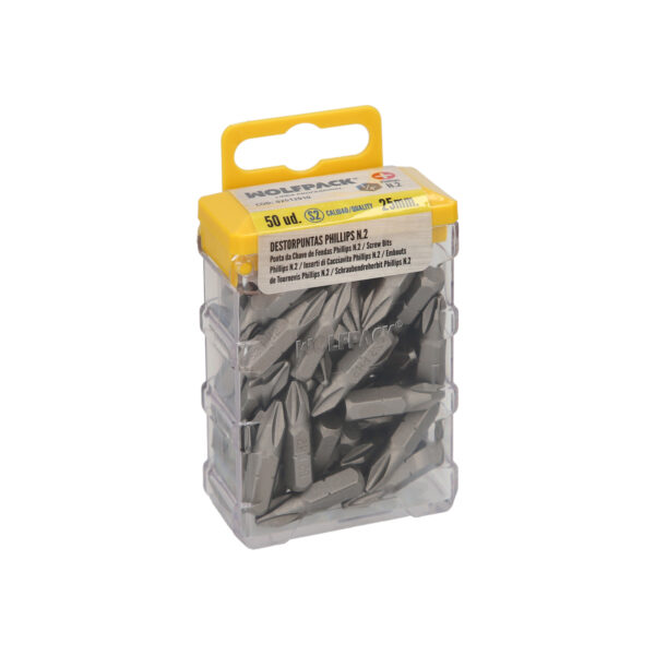 Puntas Destornillador Phillips Nº 2 (50 Piezas). Acero S2 al Cromo Vanadio. Puntas Hexagonales, Destorpuntas,