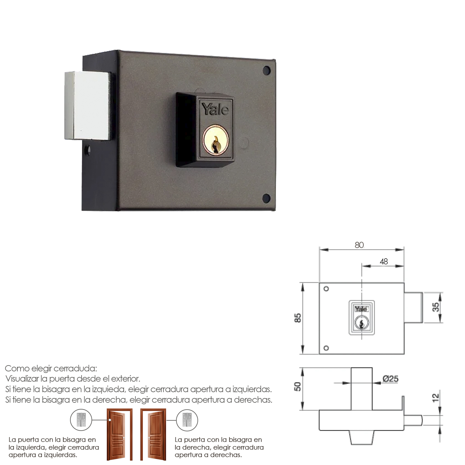 Cerradura Yale 124-a/hpr/ 8/ Izquierda