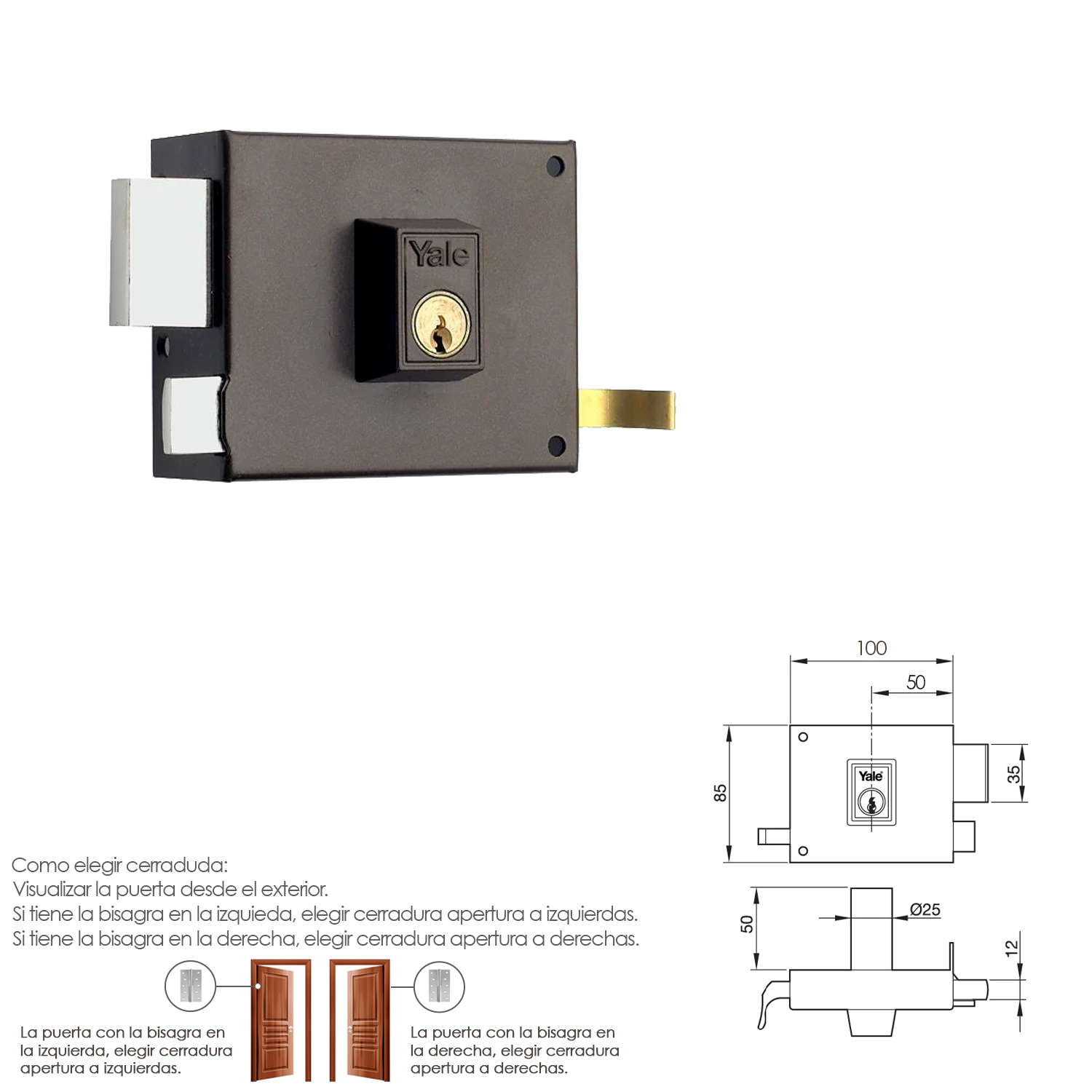 Cerradura Yale 125-a/hp/10/ Izquierda