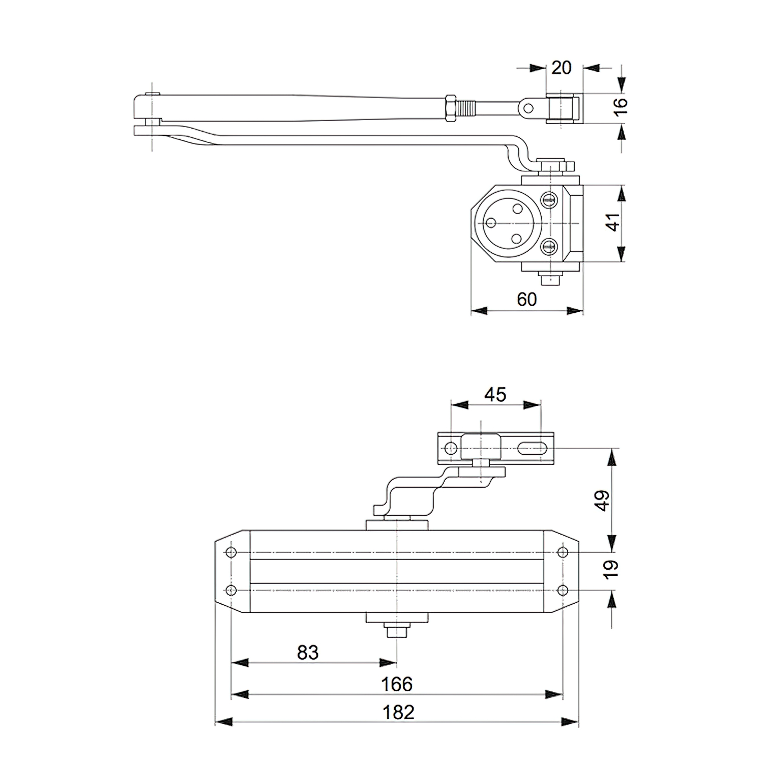 Cierrapuertas Tesa DC110 F2-3 Sin Retenedor Plateado