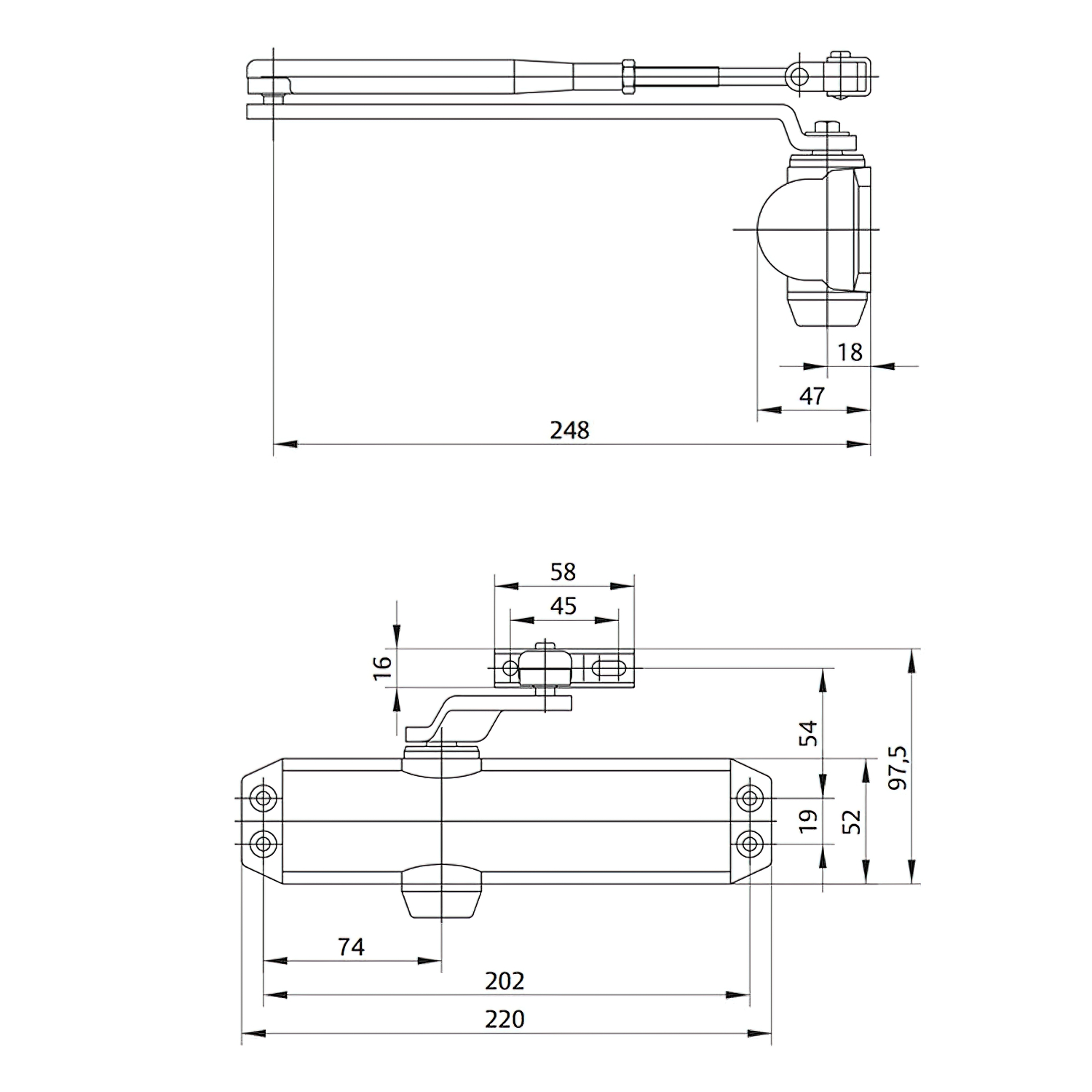 Cierrapuertas Tesa DC120 F2-4 Sin Retenedor Plateado