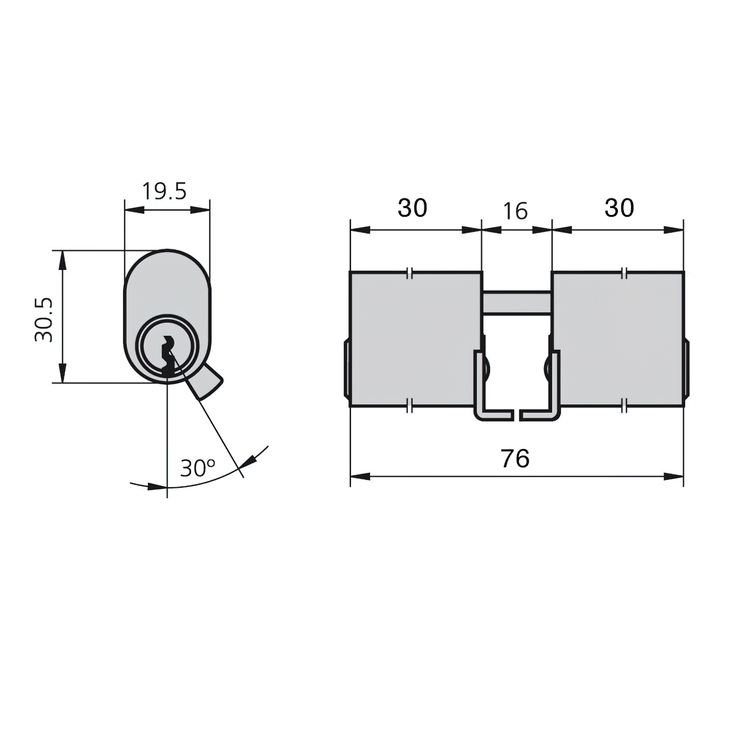 Cilindro Cvl 5979/30×30/ln Ovalado Leva Con Vastagos