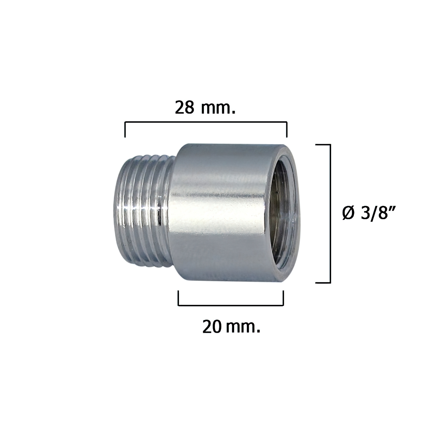 Alargadera Redonda Cromo 3/8″ x 20