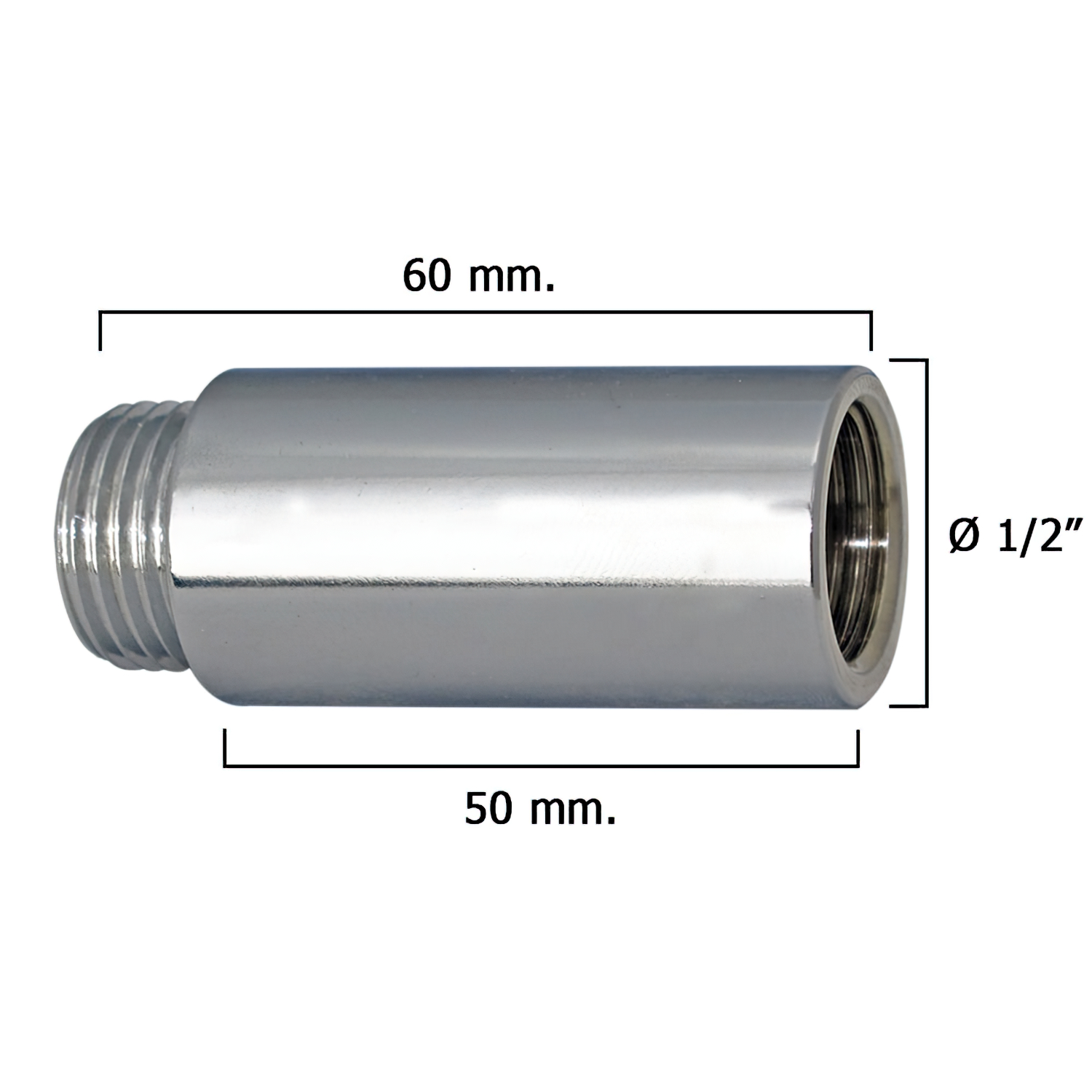 Alargadera Redonda Cromo 1/2″ x 50