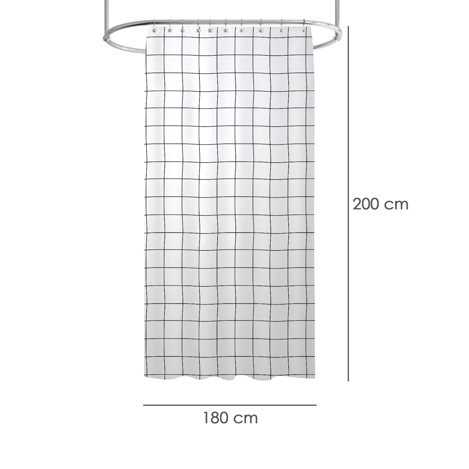 Cortina Ducha Cuadros 180×200 cm. Impermeable