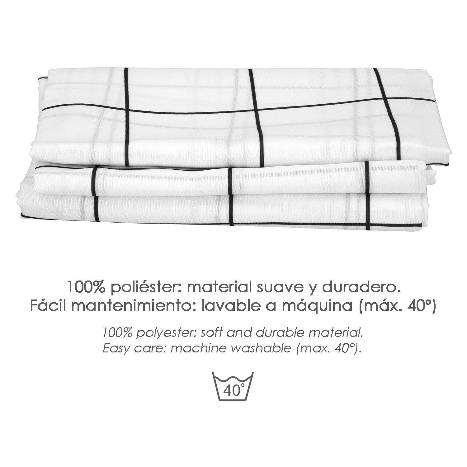 Cortina Ducha Cuadros 180×200 cm. Impermeable