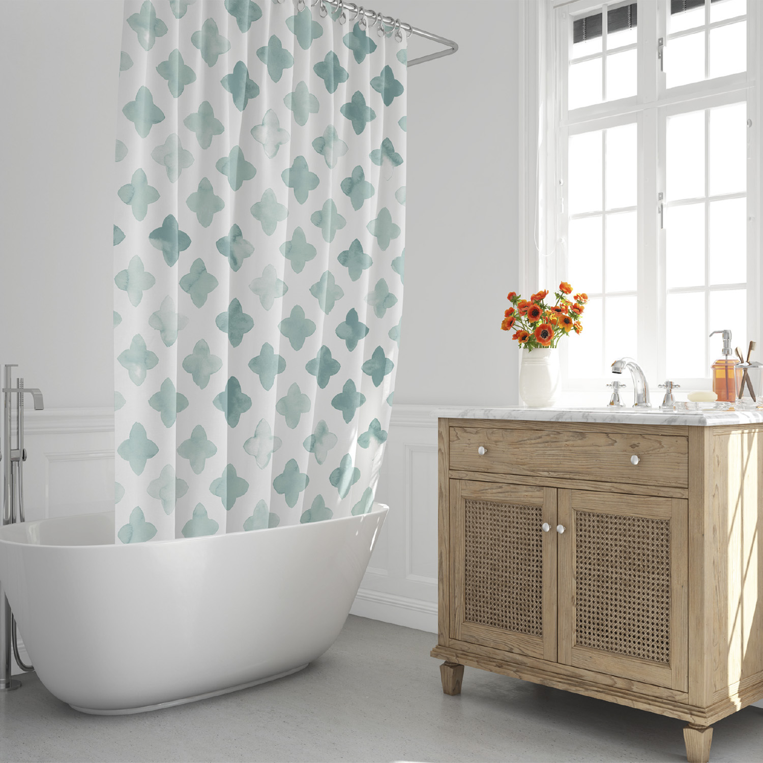 Cortina Ducha Geometrica Azul 180×200 cm. Impermeable