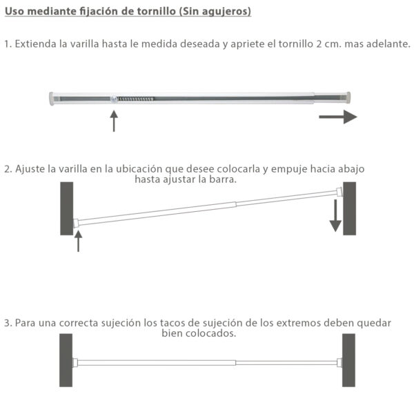 Barra Visillo Extensible 25.5/40 cm. Con Muelle Presion Ajustable  (1 Pieza)