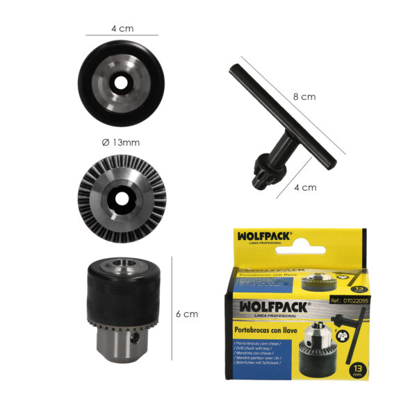 Portabrocas Con Llave 1/2″ Hembra Ø 13 mm. para Taladros y Taladradoras