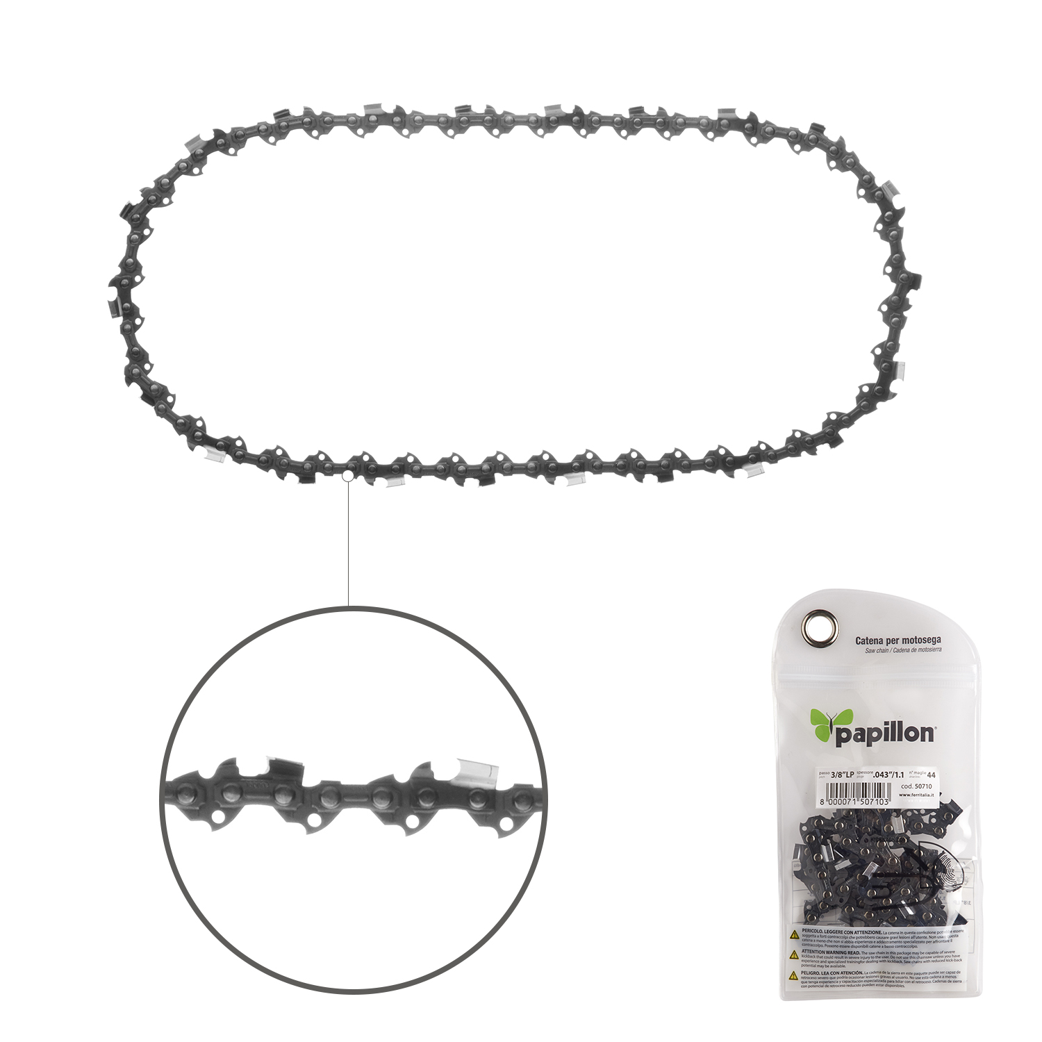 Cadena Motosierra 3/8″ / 0.043″ 1,1 mm. / 44 Eslabones / 90 PX