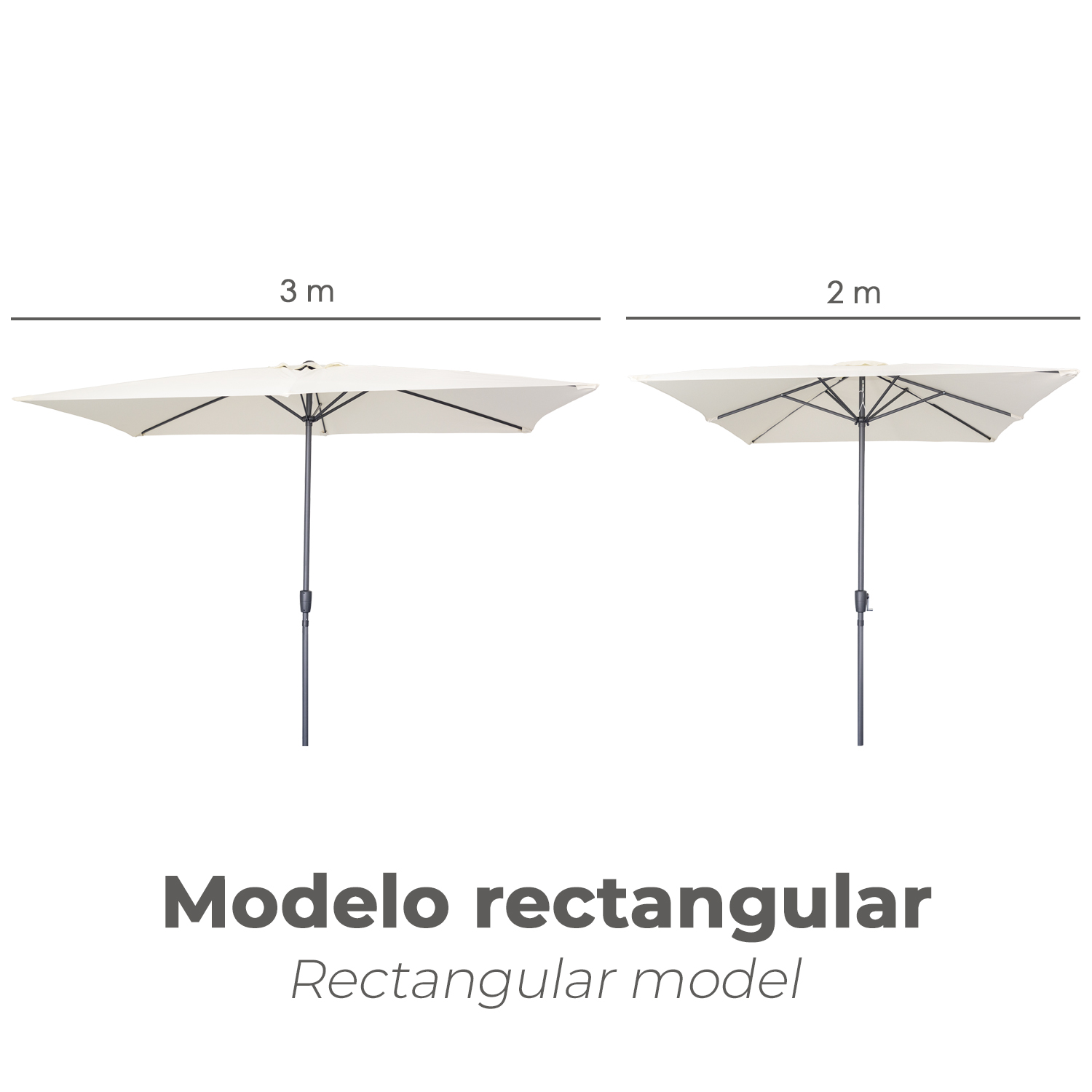Sombrilla De Jardin Rectangular 2×3 Metros