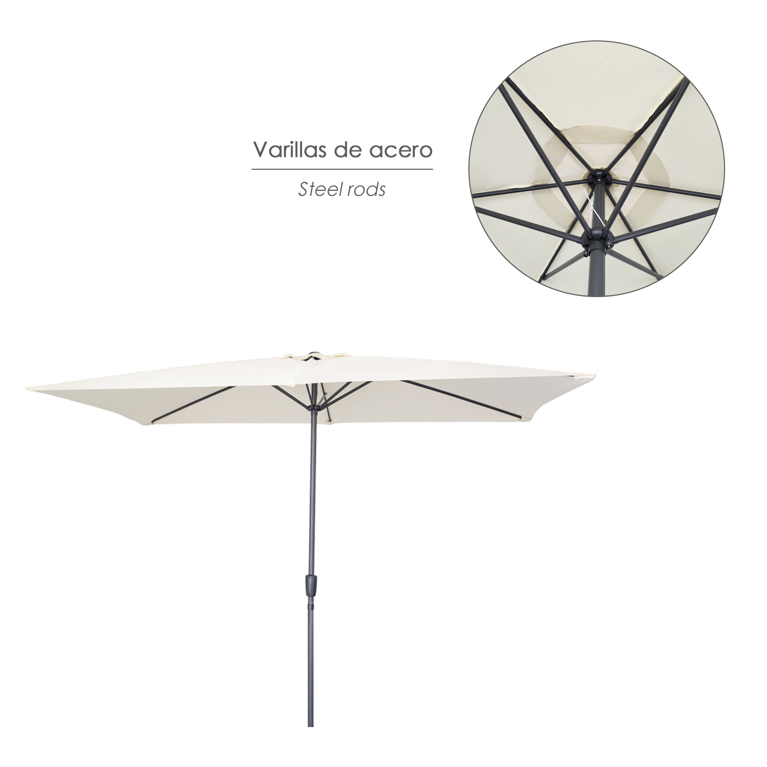 Sombrilla De Jardin Rectangular 2×3 Metros