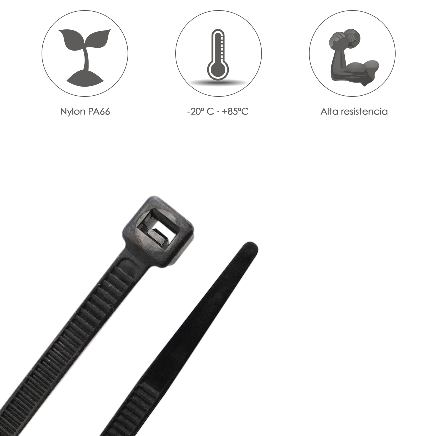 Brida Nylon 100%. Color Negro 2,5 x 100 mm. Bolsa 100 unidades. Abrazadera Plastico, Organizador Cables, Alta Resistencia
