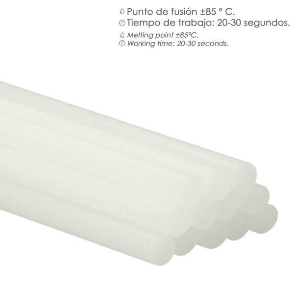 Barras De Pegamento Caliente Ø 11,2 mm. Blister 12 Unidades. Barras Silicona, Pegamento Pistola Termofusible, Silicona Pistola
